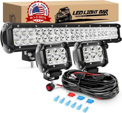 Combo De Barra Barras Luz Luces Led Todoterreno Jeep 4x4 Camión Camioneta 16AWG 20" Foto 1 de 4
