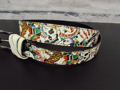 Cinturón de cuero adherido para tatuajes Ed Hardy para hombre talla 38 VB93812EHQA nuevo Foto 1 de 4