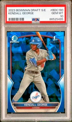 2023 Bowman Chrome Draft KENDALL GEORGE 1st SAPPHIRE REFRACTOR PSA 10 Gem Mint - Image 1 of 2