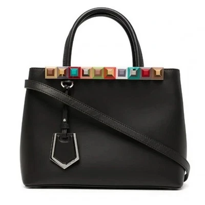 Fendi Vitello Baltico Dolce Studded Petite2Jours  Multicolor Black Tote Bag - Image 1 of 4