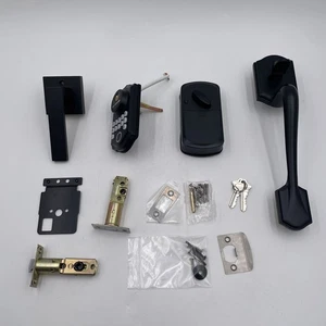 AkaGear Schlüsselloses Türschloss mit Drückergarnitur Mattschwarz - Bild 1 von 7