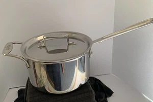 All-Clad D5 Polished Stainless Steel 5-Ply NONSTICK 4-qt sauce Pan with Lid - Picture 1 of 7