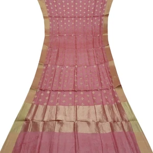 Saris rosas vintage Namaste 100 % seda pura tejido sari indio tela artesanal 5YD - Imagen 1 de 6