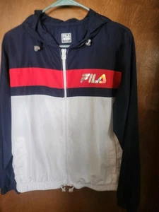 Fila NWOTSpell Out Color Block Hooded Full Zip Womens Windbreaker L Jacket #clo - Picture 1 of 6