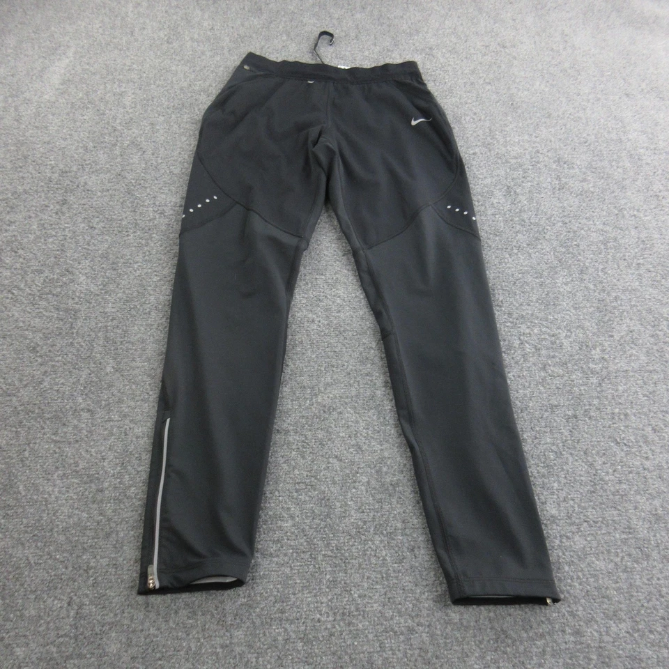 Nike Dri-FIT Running Pants Mens Small Black Zip Ankle Reflective 693183-010 - Image 1 of 4