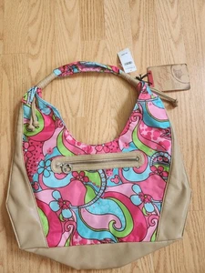 Disney Magic Topolino Borsa Hobo Rosa Floreale Marrone NUOVA!!! Vintage - Foto 1 di 4