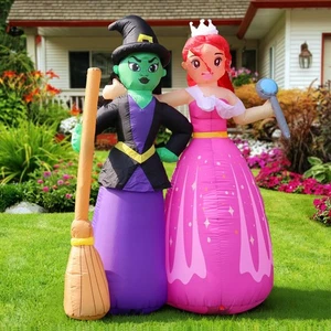 6FT Halloween Inflatable Witch Sisters with Magic Wand and Broom, Holiday Out... - Bild 1 von 6