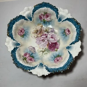Antique RS Prussia Floral Decorated Bowl - 10” Diameter - Red Mark 19th Century - Picture 1 of 20
