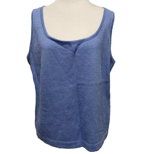 Top tejido sin mangas St John talla L azul capas concha carrera clásico minimalista - Imagen 1 de 9