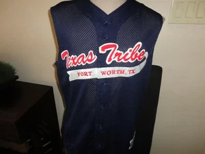 Vintage 90er blau ärmellos Texas Tribe Baseball genähtes Trikot Erwachsene M 2XL selten USA - Bild 1 von 6