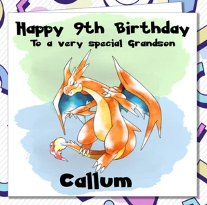 Personalised Pokemon Mega Charizard Birthday Card Son Daughter Nephew Niece /FY - Picture 1 of 4