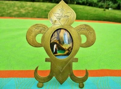 Miniature Reliquaire ancienne Icône Vierge Porcelaine Bronze Miniature Ancient - Photo 1/4