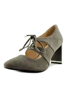 Zapatos de salón Alfani Prima Binddi con tacón de bloque de acero gris con cordones talla 8 EE. UU. nuevo con tracción LEER - Imagen 1 de 4