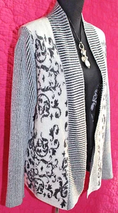 CHICO'S Open Cardigan Wool Sweater Size 2 M Long Sleeve Tunic 2-Designs NWOT - Picture 1 of 4