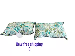 Outdoor Lumbar Pillow Throw Coral Springs Seaglass Soft Polyester Fiber (2-Pack) - Picture 1 of 2