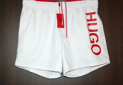 Pantalones Cortos de Natación Hugo Boss Blanco Rojo Logo Para Hombre Playa Atlético Talla XL Foto 1 de 4