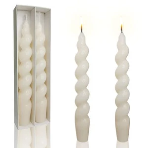 Spiral Taper Candle White Candlesticks7 Inch Short Tapered Candles Cute Candl... - Picture 1 of 8