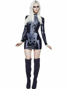 Ladies Fever Miss Whiplash Skeleton Halloween Fancancy Dress Costume - Picture 1 of 1
