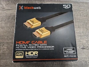 Blackweb 50ft HDMI Cable In-Wall Rated with Active Video Processor NOS - Picture 1 of 8