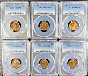 1954 US Mint P, D, S - 30 Coin Set - PCGS Certified Set MS64-MS67  Very Nice Set - Picture 1 of 11