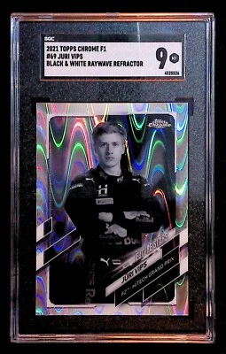 Juri Vips 2021 Topps Chrome F1 Black & White Raywave Refractor #69 SGC9 - Image 1 of 2
