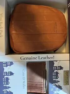 Neu! American Leather Co. hellbraun Mini-Rucksack und Münze Ausweis Geldbörse Geschenkset - Bild 1 von 4