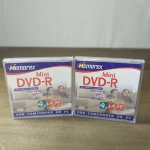 2x Memorex Mini DVD-R 4X 1,4 GB 30 Min beschreibbar neu versiegelt für Camcorder & PC - Bild 1 von 3