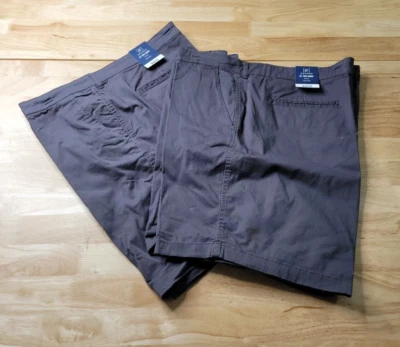 2 For $25 George Men's Flat Front Shorts Grey Size 46 At The Knee - Image 1 of 4