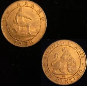 ESPAÑA, 229-GOBIERNO PROVISIONAL, 1 CÉNTIMO 1870, SIN CIRCULAR. - Imagen 1 de 1