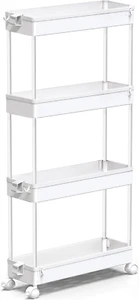 Perfect Slim Rolling Storage Cart 4 Tier Bathroom Organizer Mobile Shelving Unit - Picture 1 of 11