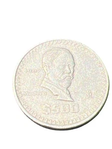 1987 Mexican $500 Peso Coin Estados Unidos Mexicanos Silver Tone Madero - Picture 1 of 3