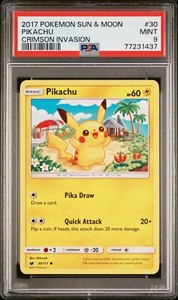 2017 POKEMON CRIMSON INVASION 30/111 PIKACHU PSA 9 MINT