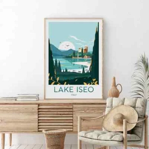 Lake Iseo Italy Traditional Travel poster Choose your Size - Picture 1 of 2