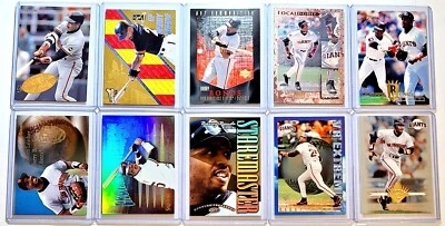 Lote de 10 tarjetas Barry Bonds. Insertos Topps, Donruss, Score, Pacific, SP 1994-98. Foto 1 de 4