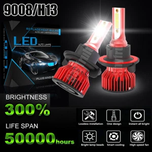 2-Sides H13 9008 LED Headlight Bulb For Ford F-150 2004-2014 High Low Beam 6000K - Picture 1 of 9