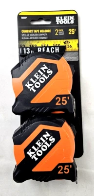 Klein Tools 2 Pack 25' Compact Double-Sided Tape Measure w/ 13' Reach 9525VP - Image 1 of 2