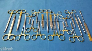 50 PCS GOLD HANDLE GENERAL SURGERY SPAY PACK SURGICAL DENTAL INSTRUMENTS KIT  - Picture 1 of 1