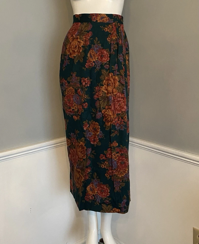 Maxi falda envolvente floral vintage de algodón plisado lateral de Abercrombie & Fitch EE. UU. Mujeres 8 Foto 1 de 4