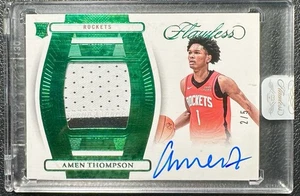 2023 Flawless Amen Thompson Rc Rookie Green Game Used Patch Auto /5 Sealed! - Picture 1 of 2