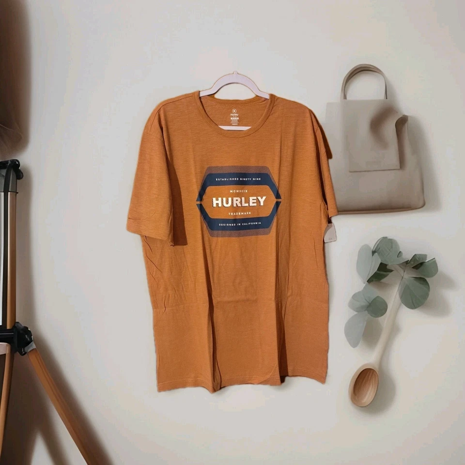 Men's XL OrangeHurley Tee Shirt short Sleeve Surfer Shirt Established 99' - Image 1 of 4