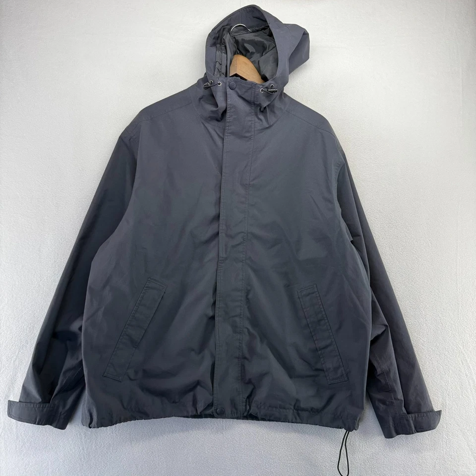LL Bean Rain Jacket Men's XL Gray Zip Hooded Nylon Outdoor Hiking Vintage y2k - Image 1 of 4