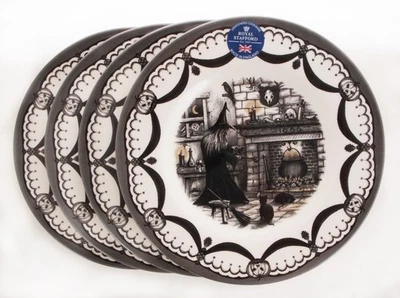 "Juego de 4 platos de ensalada Royal Stafford Halloween Wicked Witch Brew Chimenea 8,5""" Foto 1 de 4
