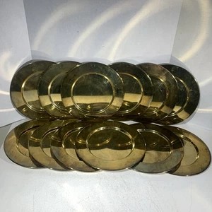Set of 12 Vintage Brass Plated Stackable Charger Dinner Plates Hong Kong - Picture 1 of 24