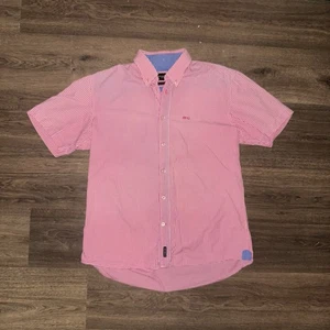 McGregor Men’s Short Sleeve Shirt – Pink & White – 100% Cotton – Size Large - Picture 1 of 4