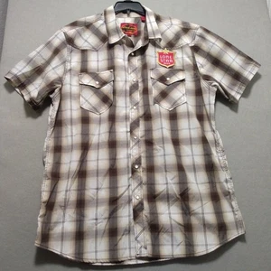 Camisa Vintage Western Pearl Snap XL Vaquero Marrón Brushpopper Cuadros - Imagen 1 de 12