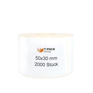 2000 Thermo Etiketten Rolle Selbstklebend 50x30mm, für  Zebra, Klebeetiketten - Bild 1 von 4