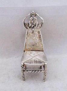 1891 SOLID SILVER DUTCH MINIATURE CHAIR HALL MARKED, SAMUEL BOYCE LANDECK - Picture 1 of 12