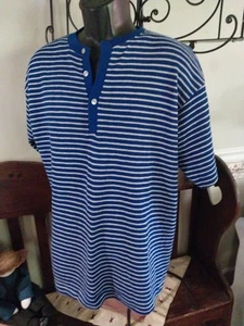 SUÉTER DE PUNTO CASUAL VINTAGE CRESLAN AZUL A RAYAS MANGA CORTA XL ACRÍLICO CRESLAN - Imagen 1 de 6