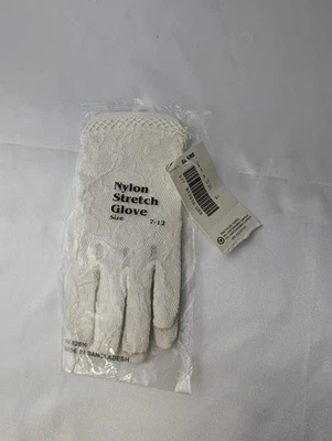 White Lace Gloves Floral Sheer Stretch Dress Up Party Costume Wedding New 7 1/2 - Image 1 of 4
