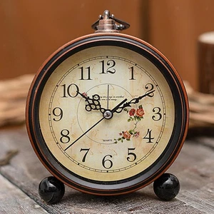 Table Clock Simple Elegant Silent Desk Clock Retro Design Small Alarm Clock for - Picture 1 of 6